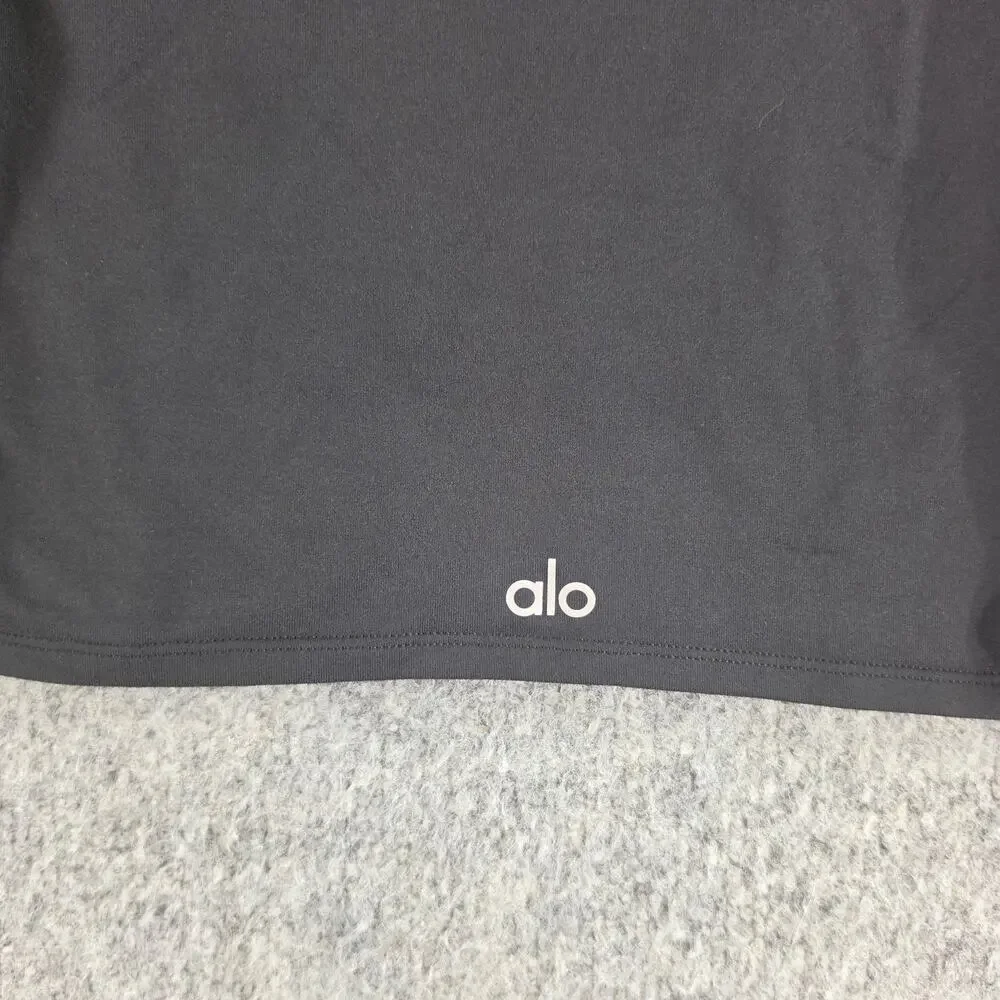 Alo Yoga Top Womens XS Alosoft Crop Finesse Long Sleeve Black Crewneck Yoga - Picture 5 of 8